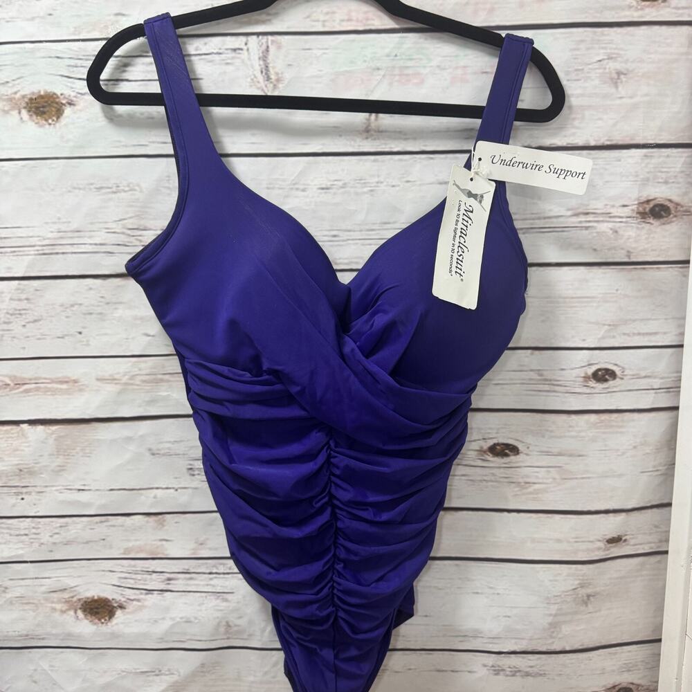 Miraclesuit Womens Gandolf 1 Piece Swimsuit Slimming Sangria Eggplant Purple 18